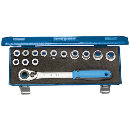 Gedore Socket Set, 1/2", 14 pcs., 10-24mm, 2521563 19 SKU-20